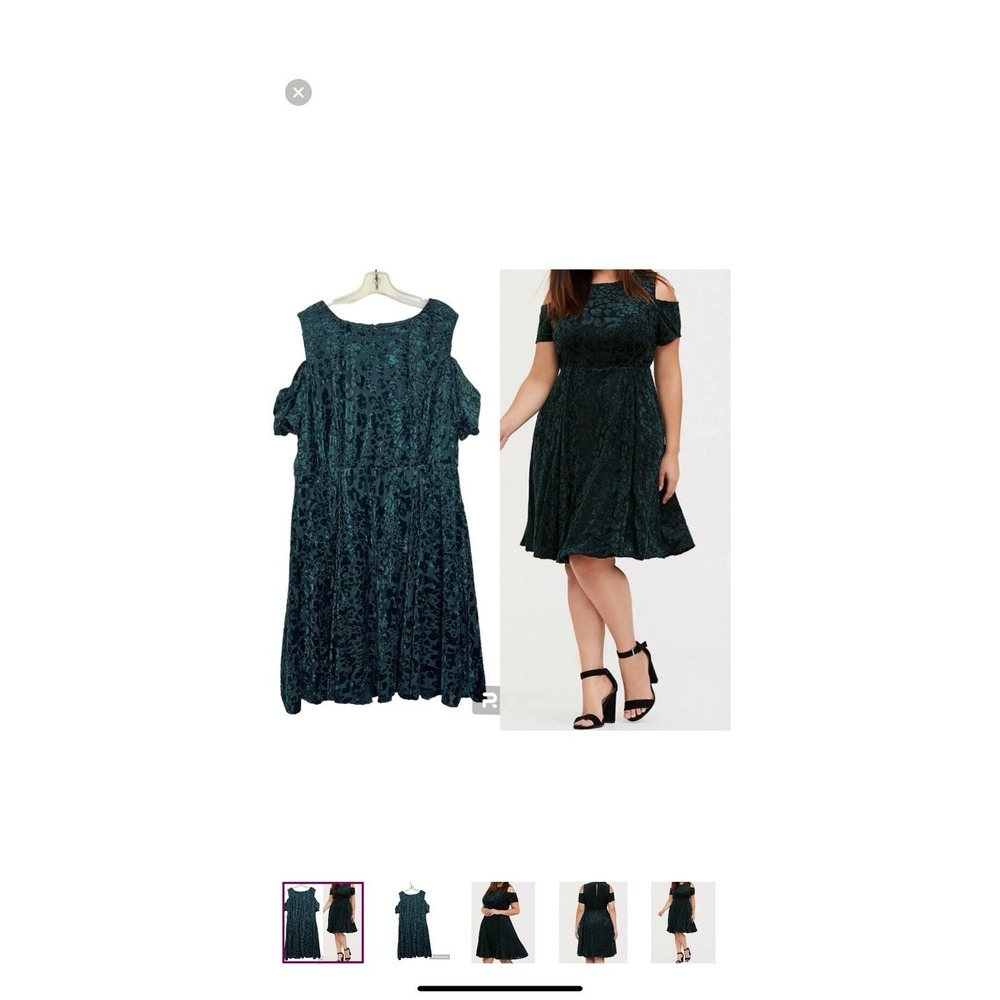 Torrid Dress Plus Size 3X Women Party Cocktail Green Velvet Skater Flare